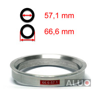 Aluminium Hub centric - spigot rings 66,6 - 57,1 mm ( 66.6 - 57.1 ) - free shipping